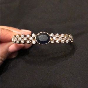 Blue stone crystal bracelet with gold plated band